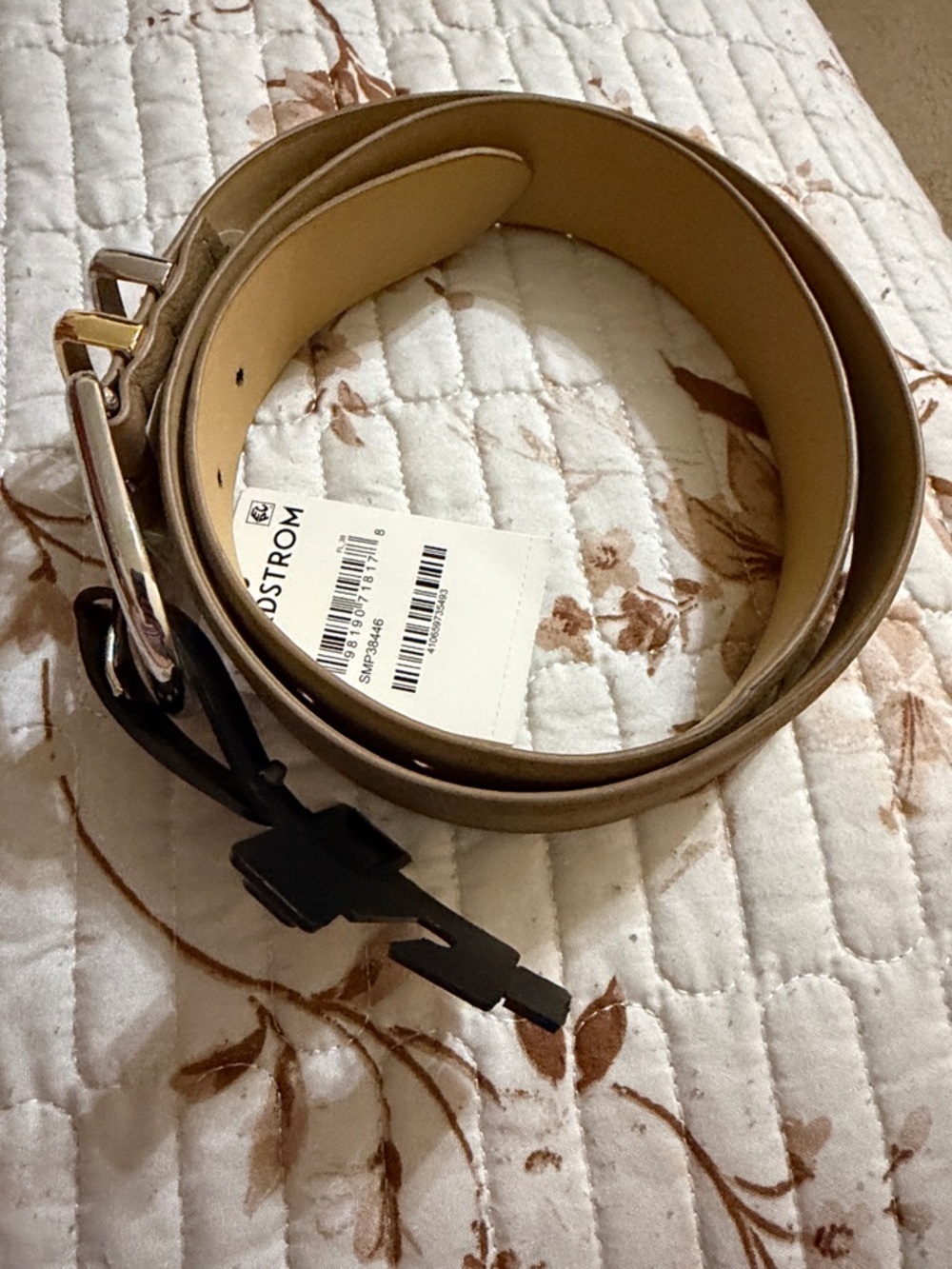 Steve Madden Olive/Tan Suede Belt with Mixed Metal Loops